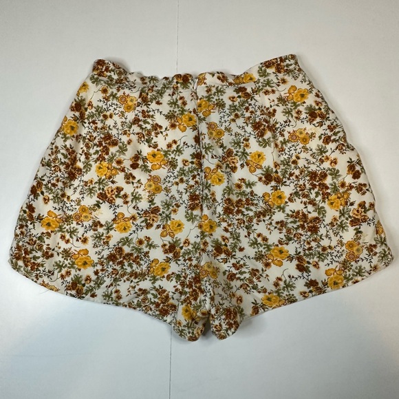 Altar'd State Women's Small Shorts Yellow Brown Floral Print Lined High Waisted - Picture 2 of 3